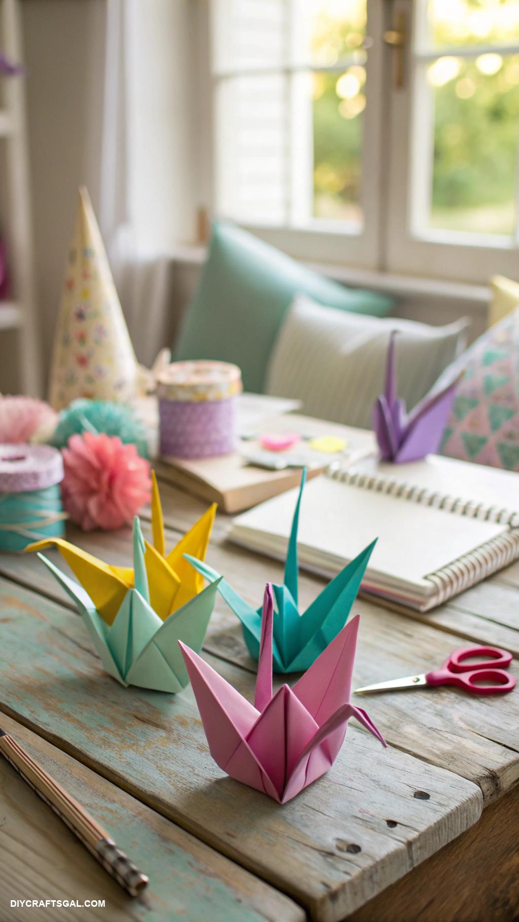 beginner diy crafts Colorful paper origami decorations
