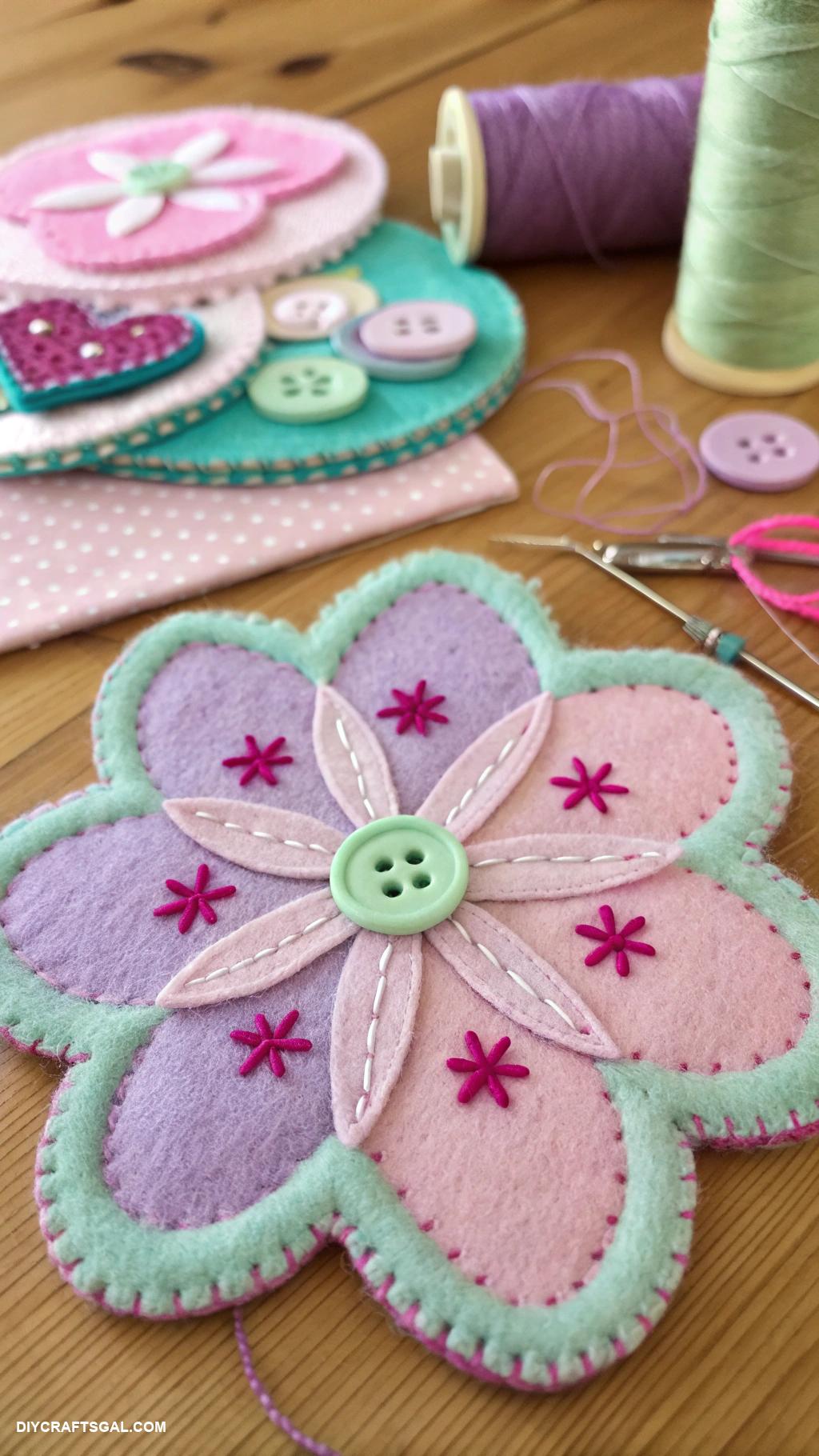 beginner diy crafts Felt coasters in fun shapes