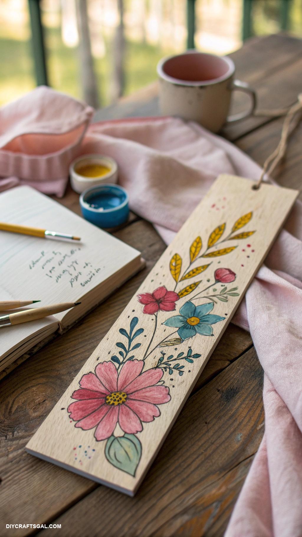 beginner diy crafts Hand painted wooden bookmarks