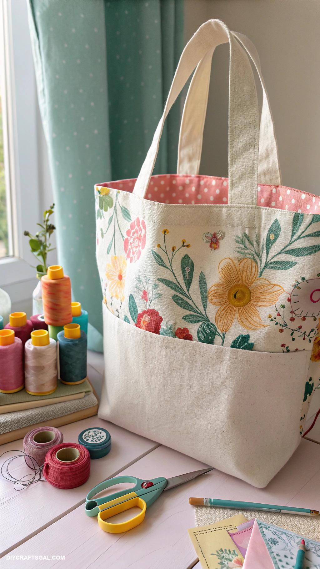 beginner sewing projects Simple tote bag with interior pocket