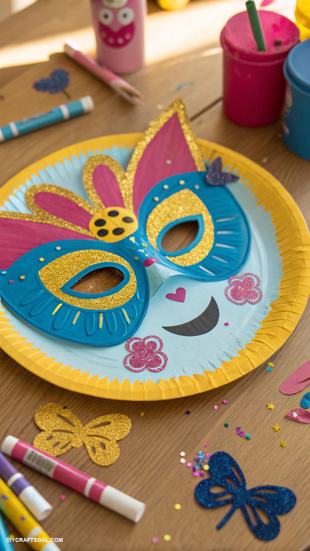 crafts for kids DIY paper plate masks for pretend play