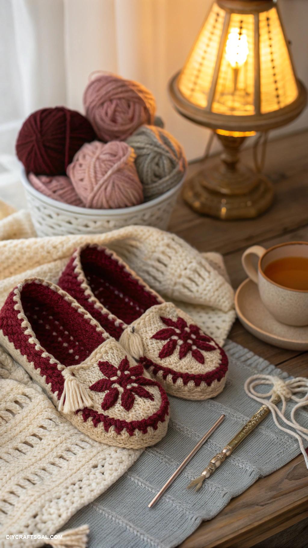crochet ideas Cozy crochet slippers for chilly nights