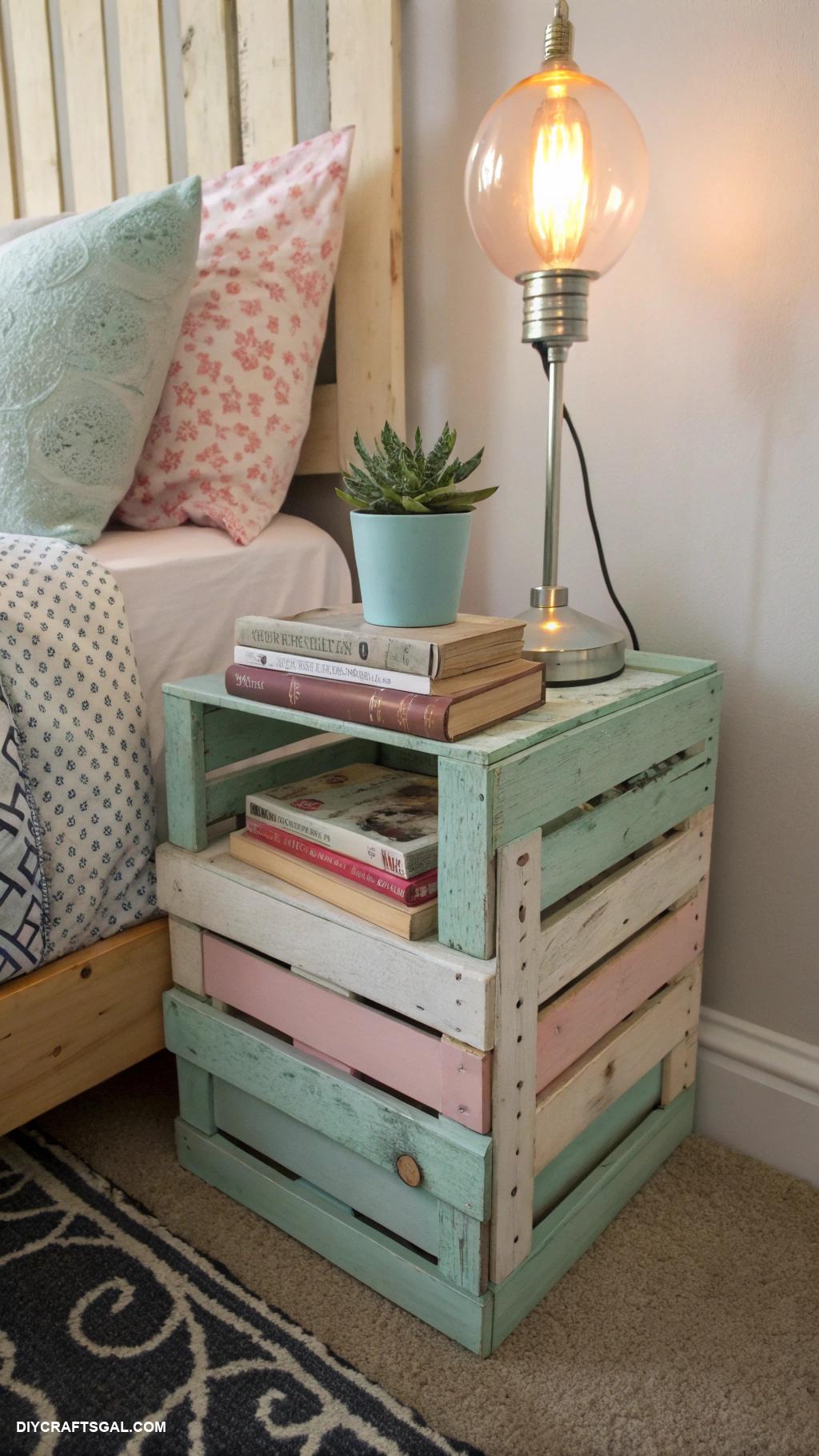 diy bedroom decor ideas Recycled crate nightstands for storage