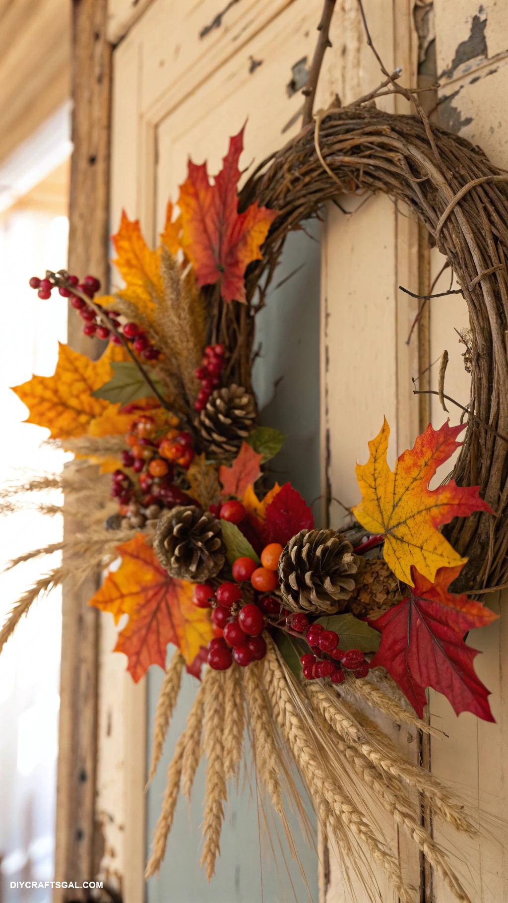 diy fall crafts Fall themed wreath with natural materials