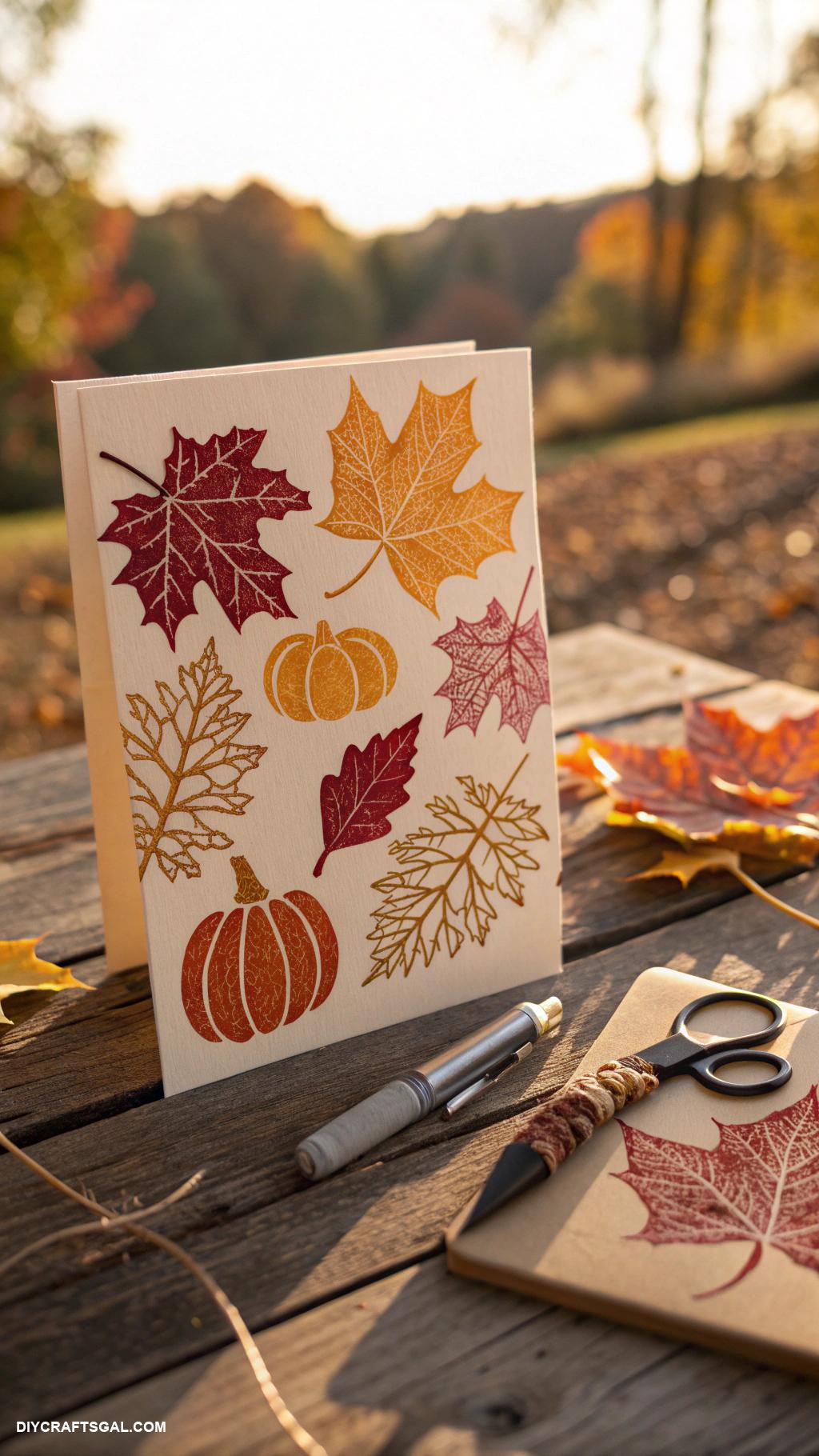diy fall crafts Handmade autumn greeting cards using stamps