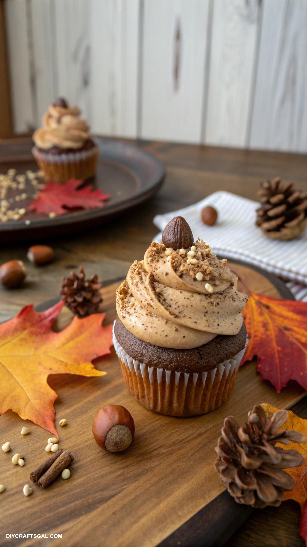 diy fall crafts Nutty acorn cupcakes for seasonal treats