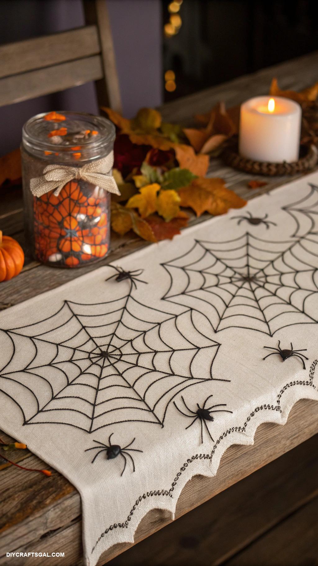 diy halloween decorations Creepy crawly spider web tablecloth