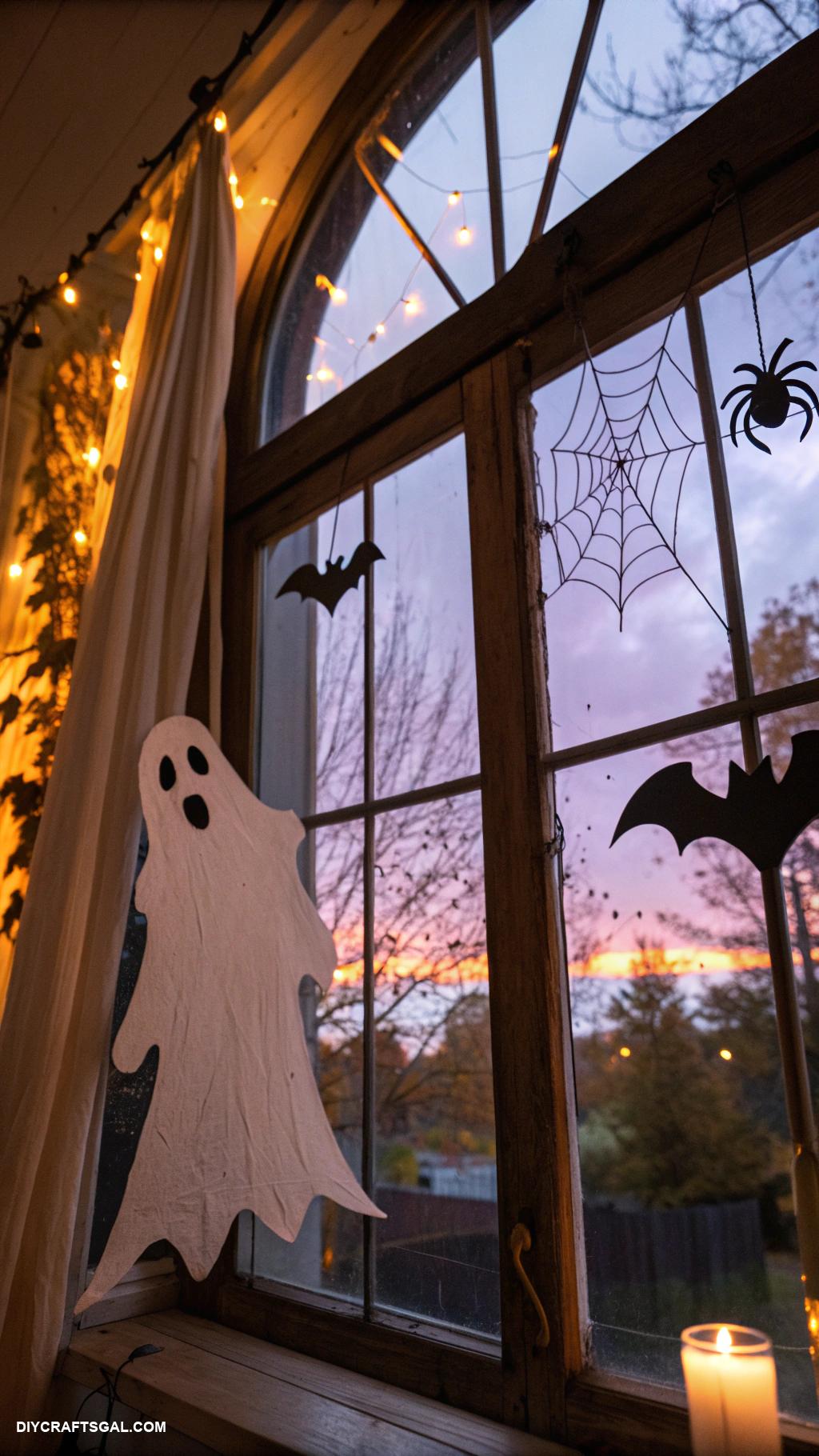 diy halloween decorations Ghostly window silhouette clings
