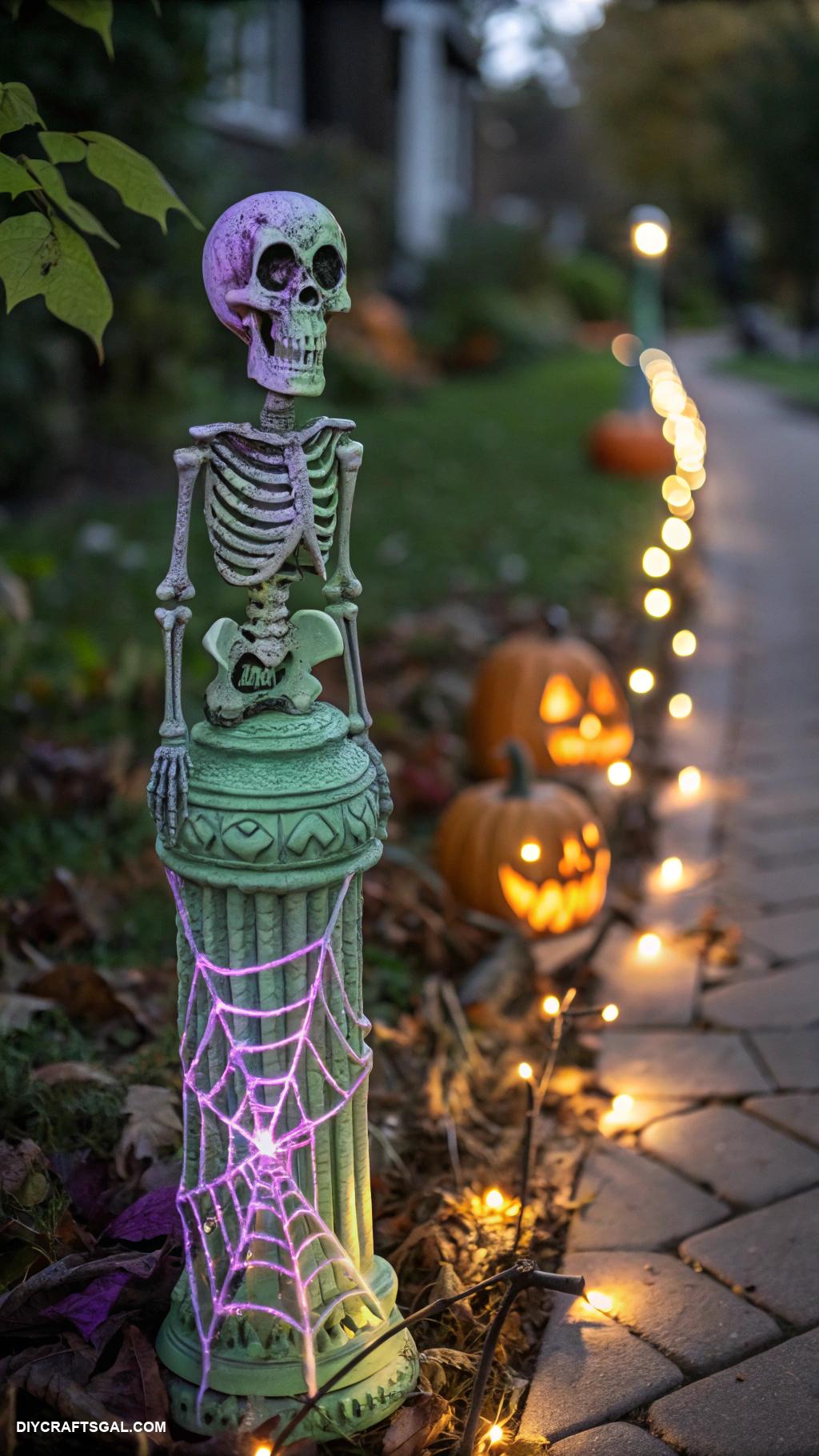 diy halloween decorations Glowing skeleton pathway markers