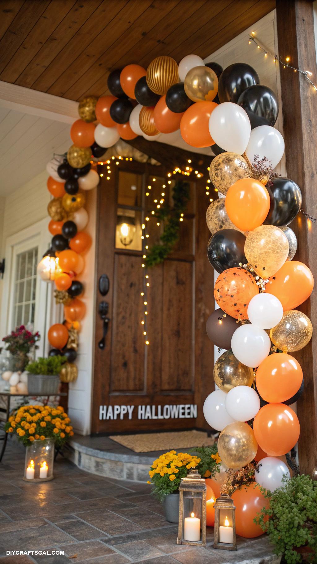 diy halloween decorations Pumpkin balloon garland for entryway