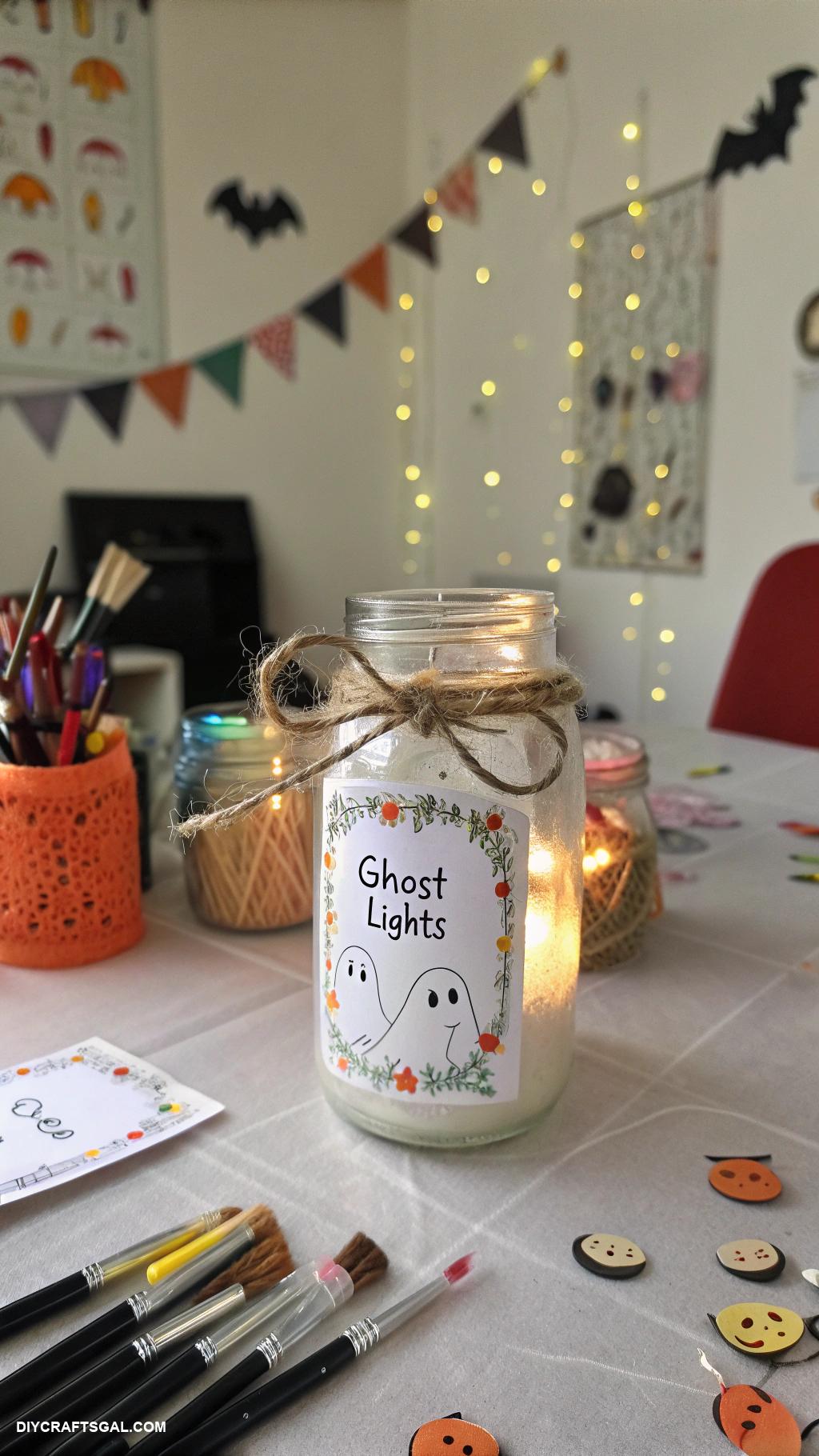 diy halloween decorations Spooky mason jar ghost lights