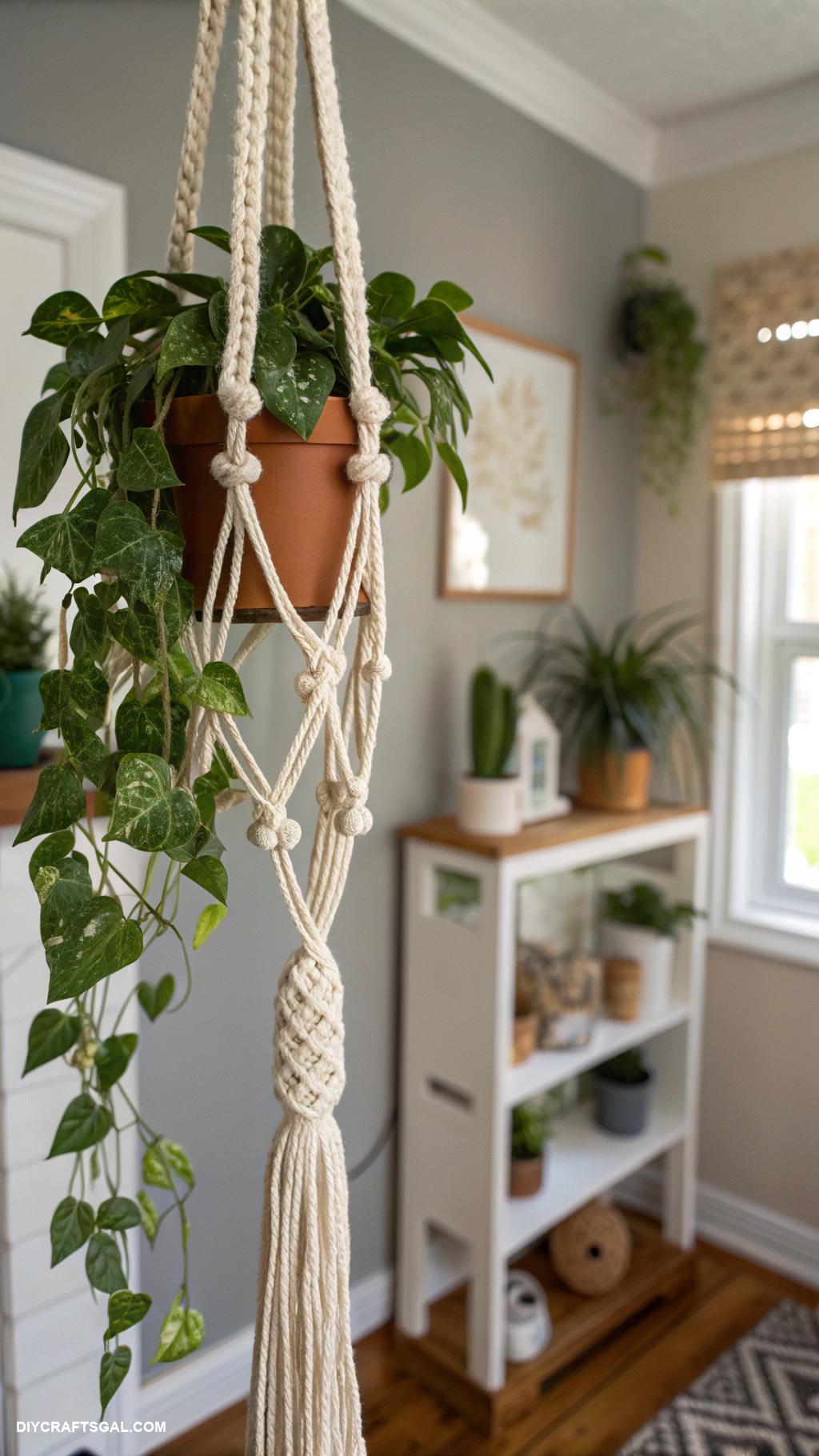 diy home decor ideas Macramy plant hangers for indoor greenery