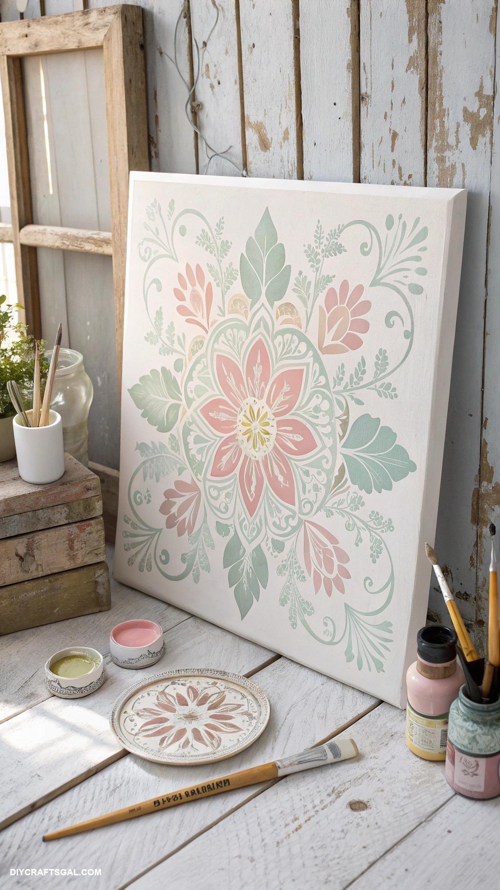 diy home decor ideas Stenciled canvas for custom wall hangings