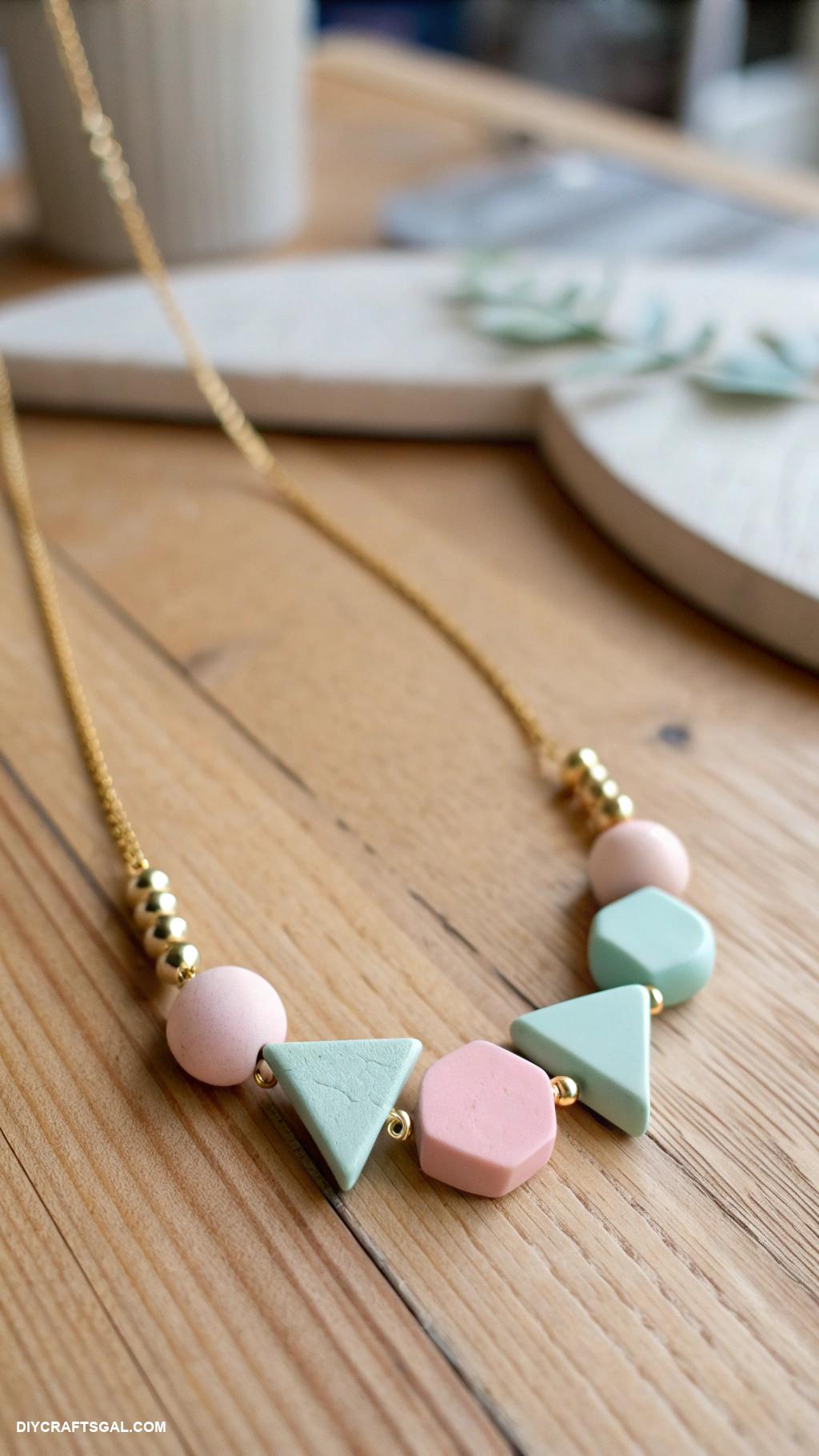diy jewelry ideas Clay minimalist geometric necklaces