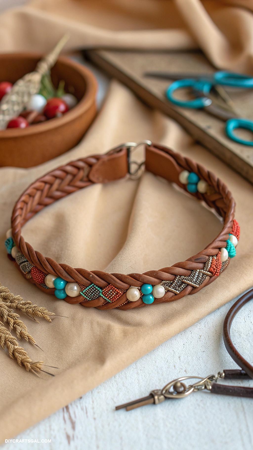 diy jewelry ideas Leather braided chokers with beads