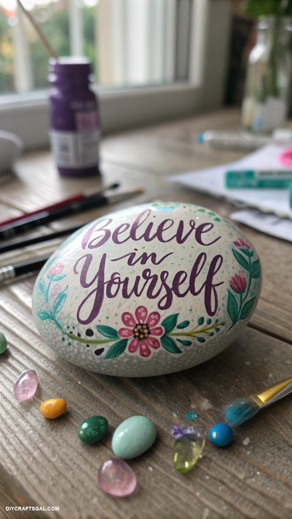 diy jewelry ideas Painted stone pendants with quotes