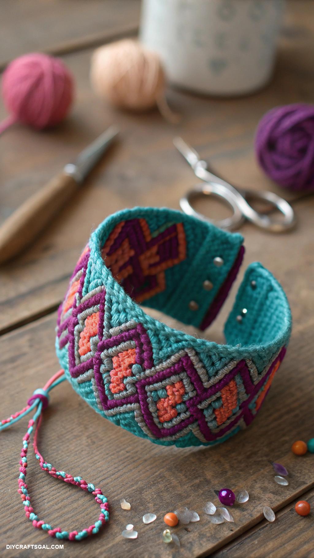 diy jewelry ideas Woven yarn statement cuffs