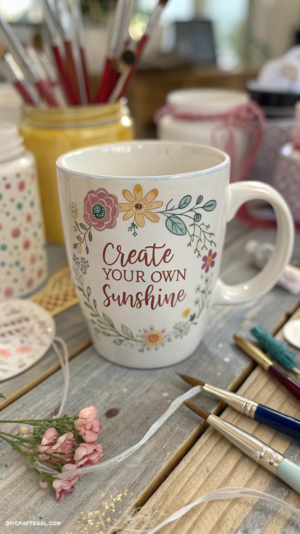 easy diy gifts Decorative mugs with unique artwork or quotes
