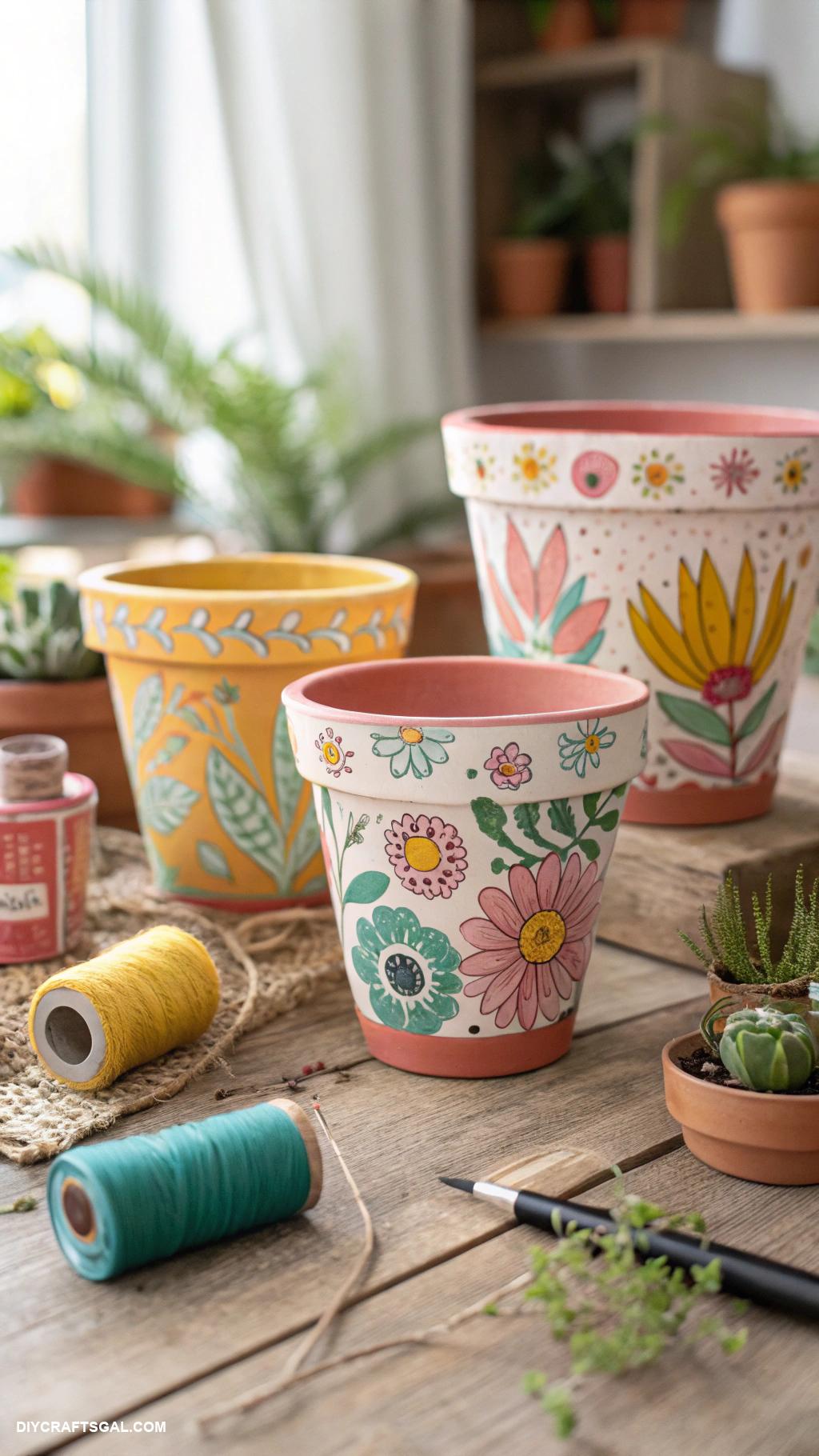 easy diy gifts Hand painted terracotta pots for plants