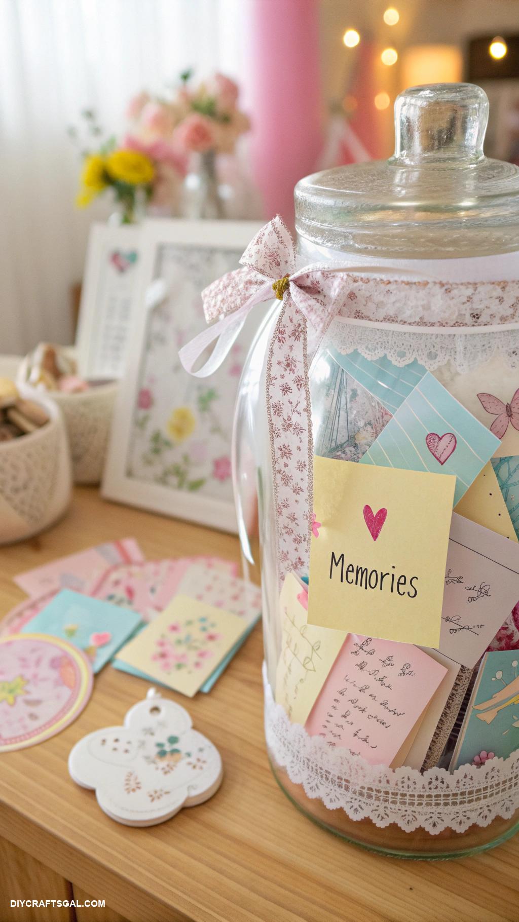 easy diy gifts Memory jar filled with cherished notes
