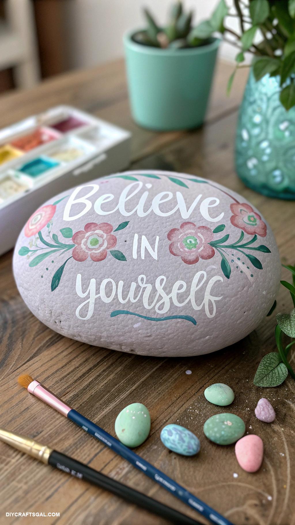 easy diy gifts Painted rocks with inspiring messages