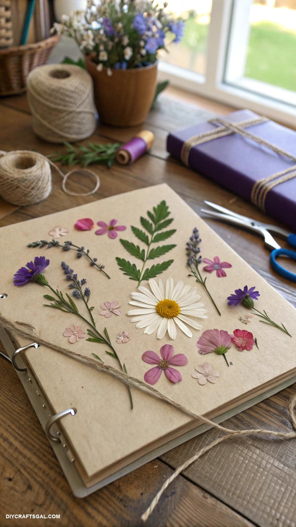 handmade gifts DIY photo album with pressed flowers