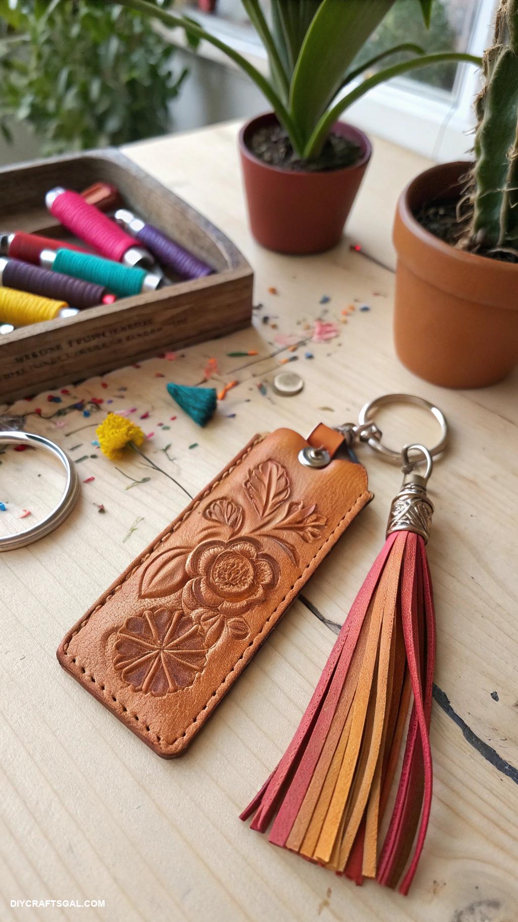 handmade gifts Handcrafted leather keychains