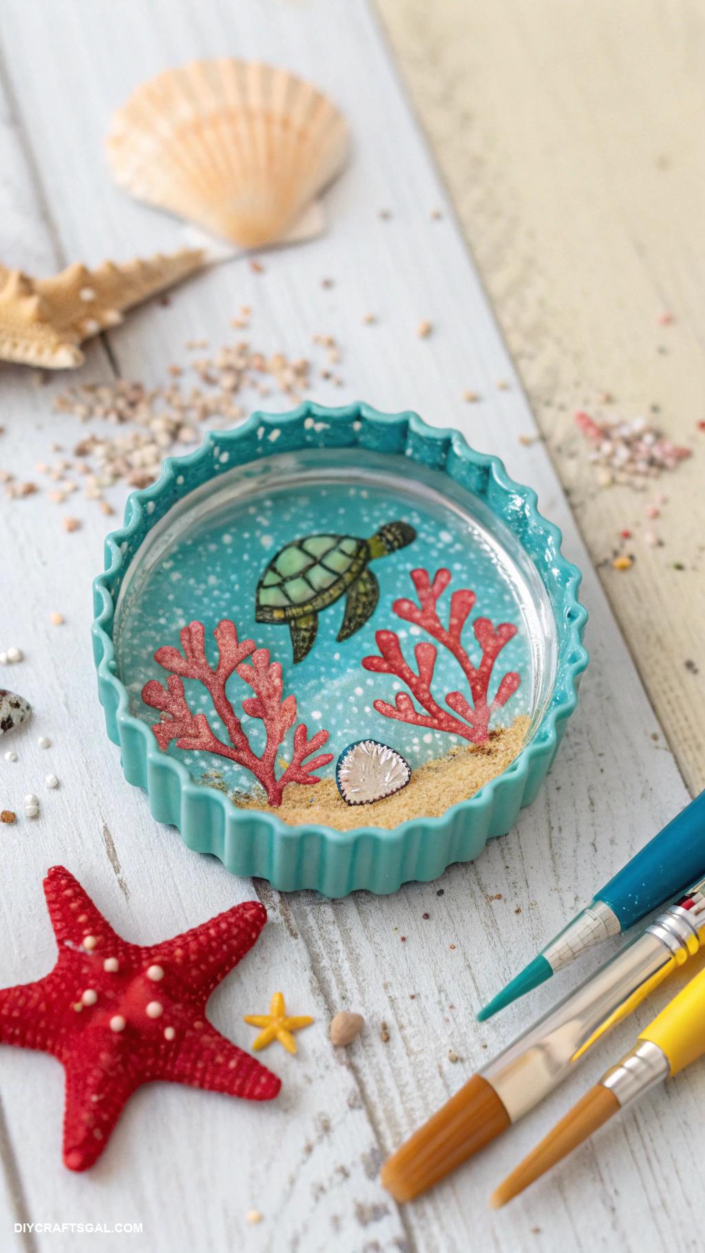 summer crafts for kids Ocean themed bottle cap magnets