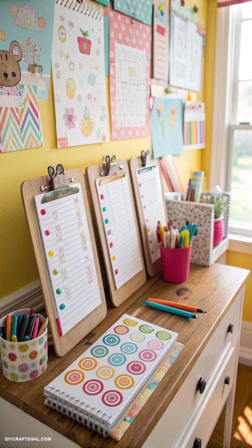 back to school crafts for kids DIY homework station with clipboards and stickers