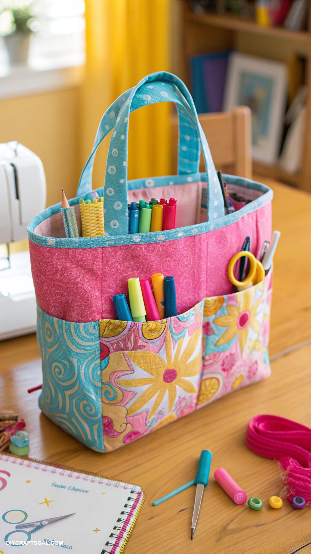 back to school crafts for kids DIY school supply tote bags from old shirts