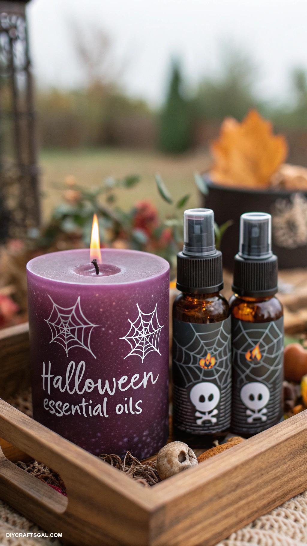 boo basket ideas Spooky candle and essential oils set