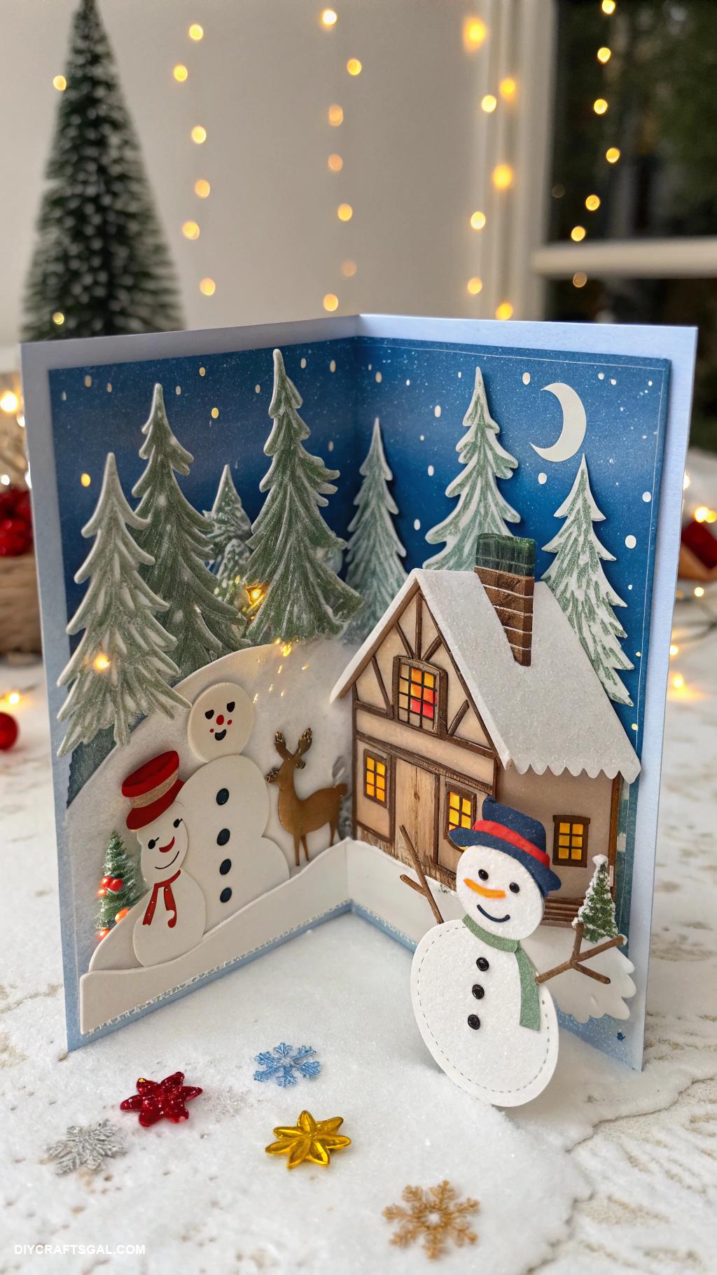 christmas crafts for kids Christmas card pop up scenes