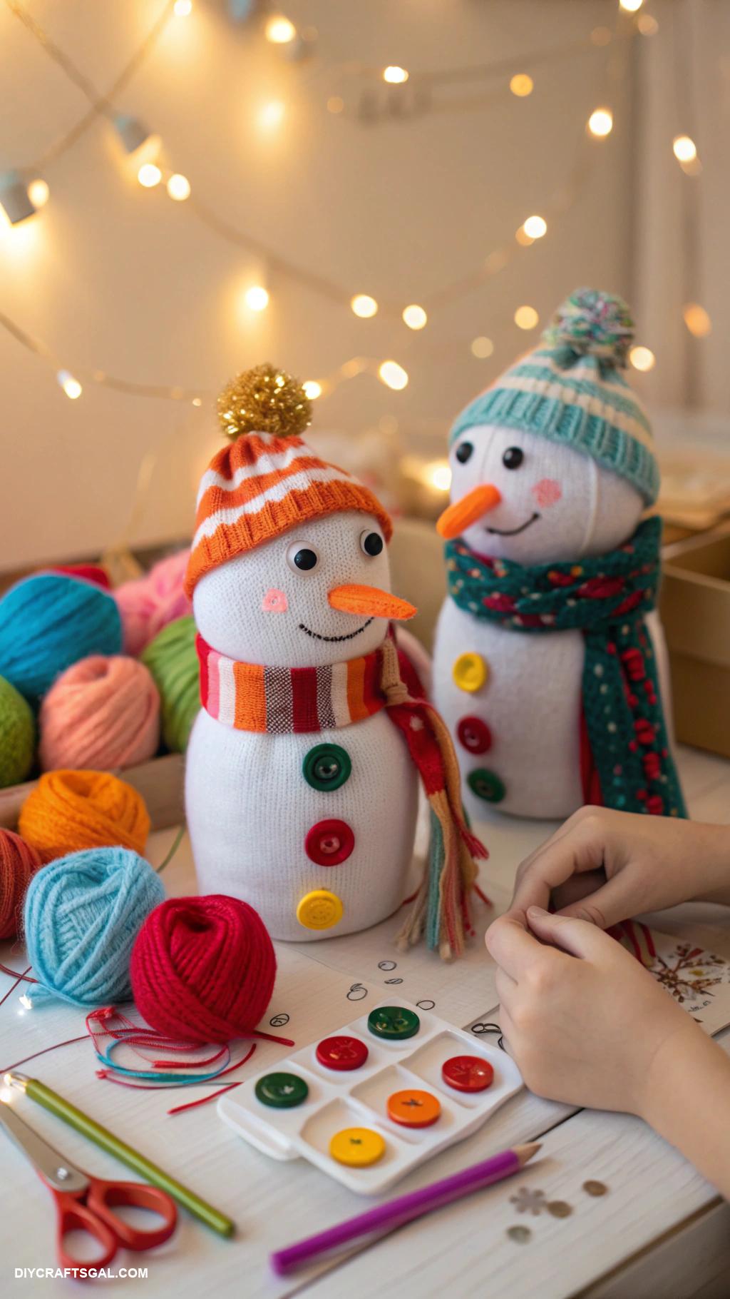 christmas crafts for kids DIY snowman sock puppets