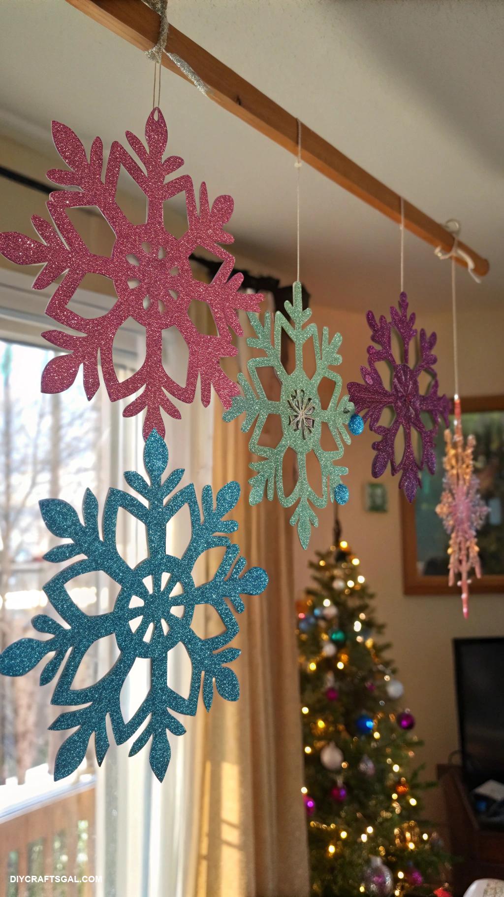 christmas crafts for kids Glittery snowflake window hangings