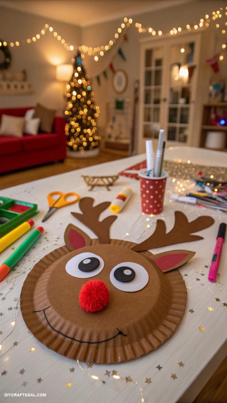 christmas crafts for kids Paper plate reindeer masks