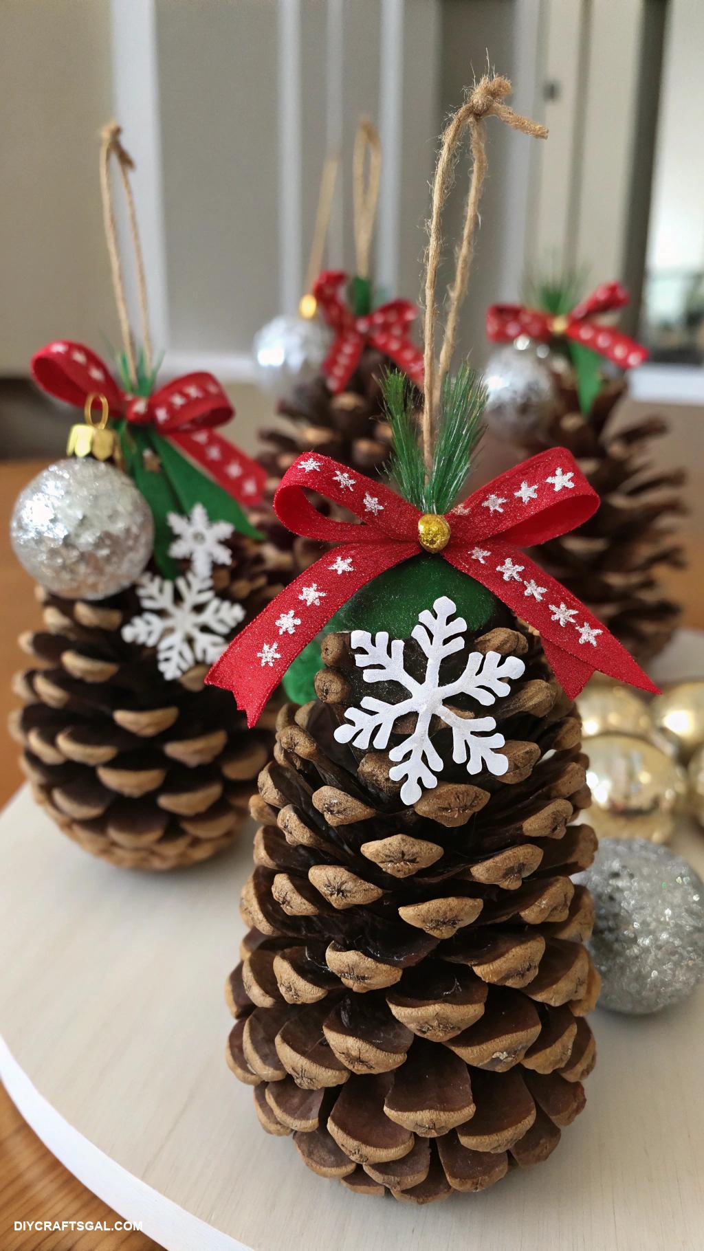 christmas crafts for kids Pinecone Christmas tree ornaments