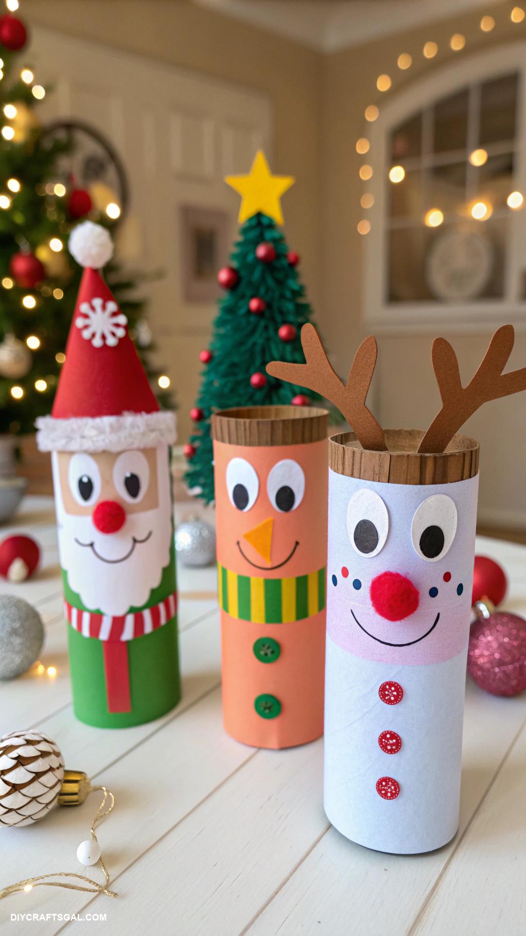 christmas crafts for kids Toilet paper roll Christmas characters