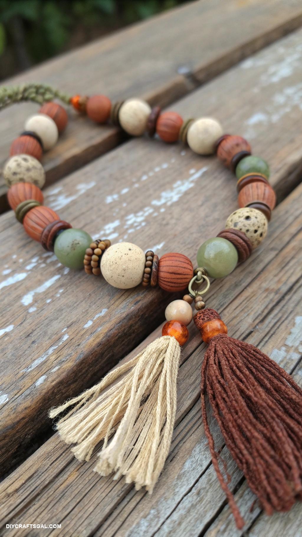 clay bead bracelet ideas Bohemian earthy tones with tassels