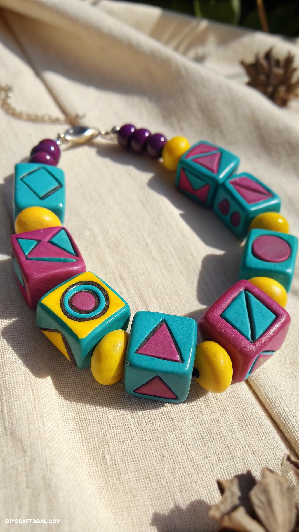 clay bead bracelet ideas Bold geometric shapes and colors