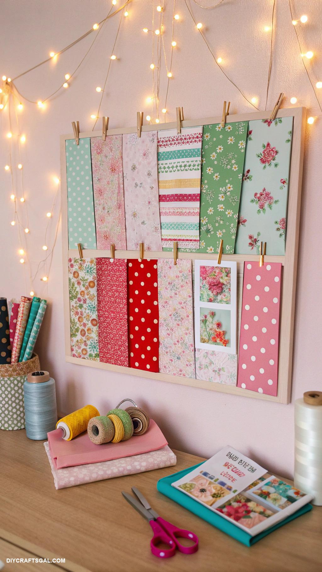 craft room decor DIY bulletin board with fabric