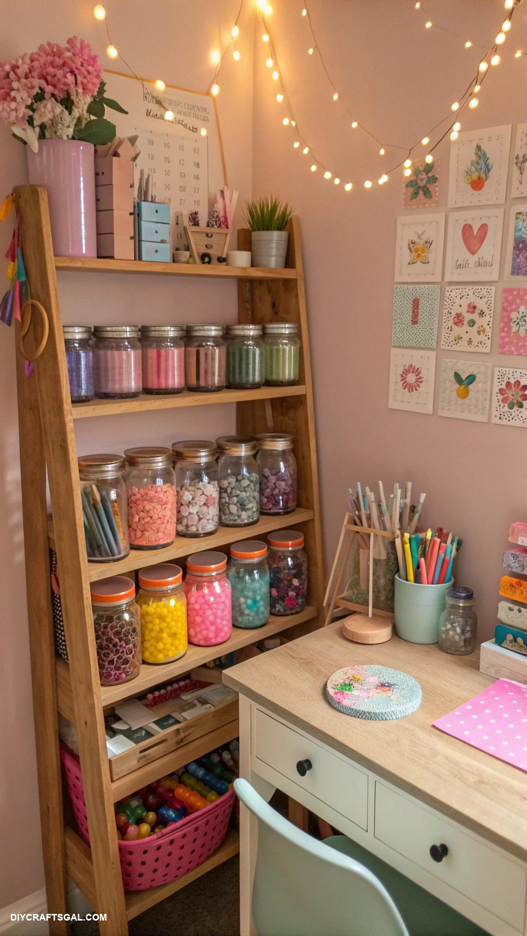 craft room decor Mason jar storage for craft supplies