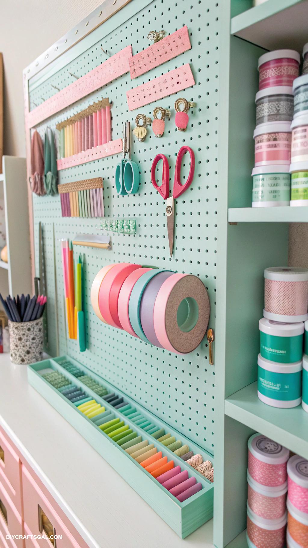 craft room decor Painted pegboard for tool organization