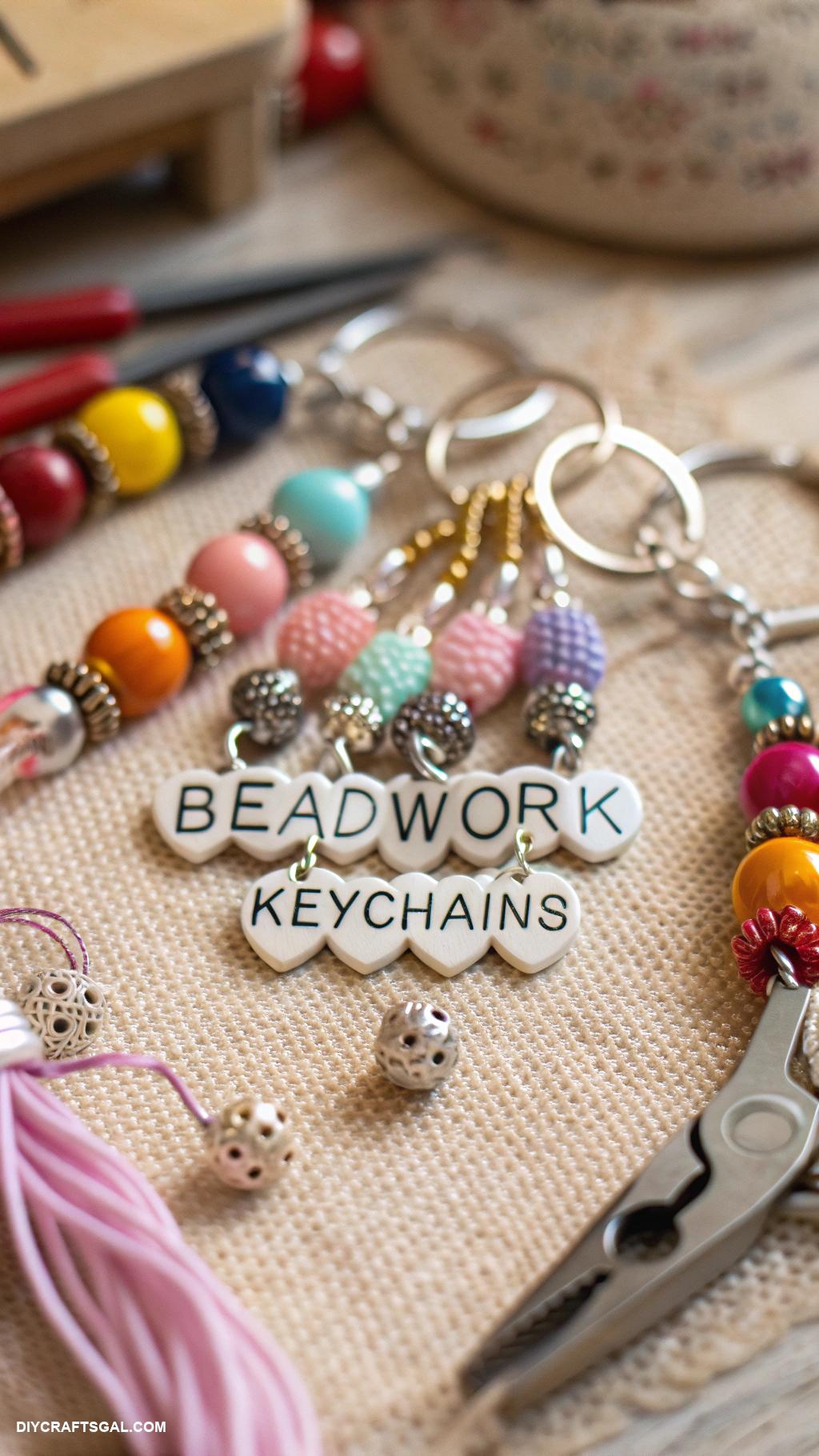 crafts for adults Beaded keychains with personalized charms