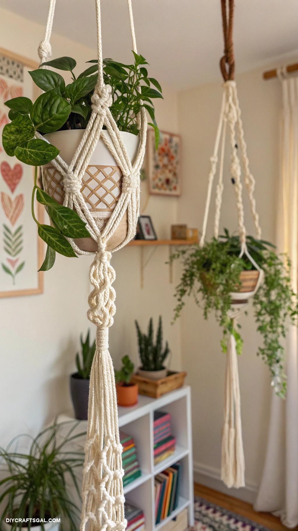 crafts for adults Macrame plant hangers for indoor plants