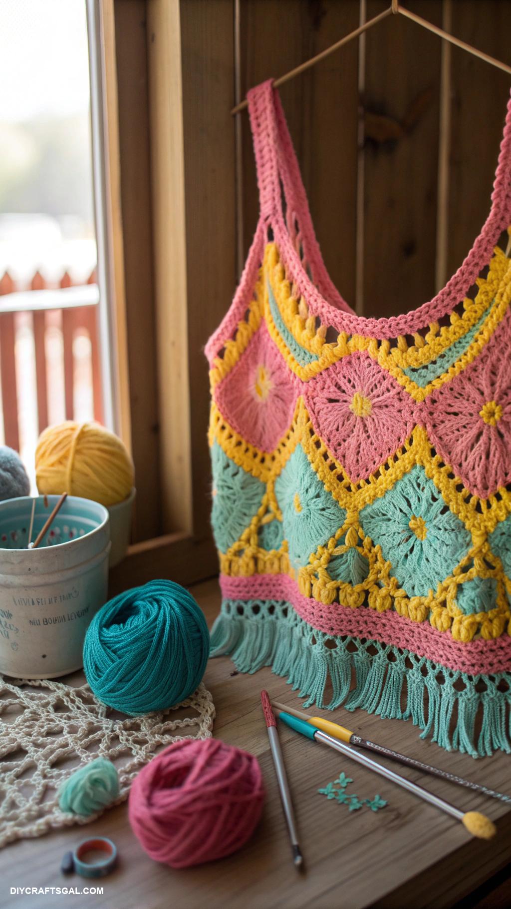 crochet clothes Colorful crochet crop top