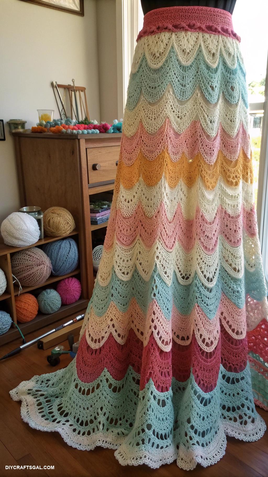 crochet clothes Layered crochet maxi skirt