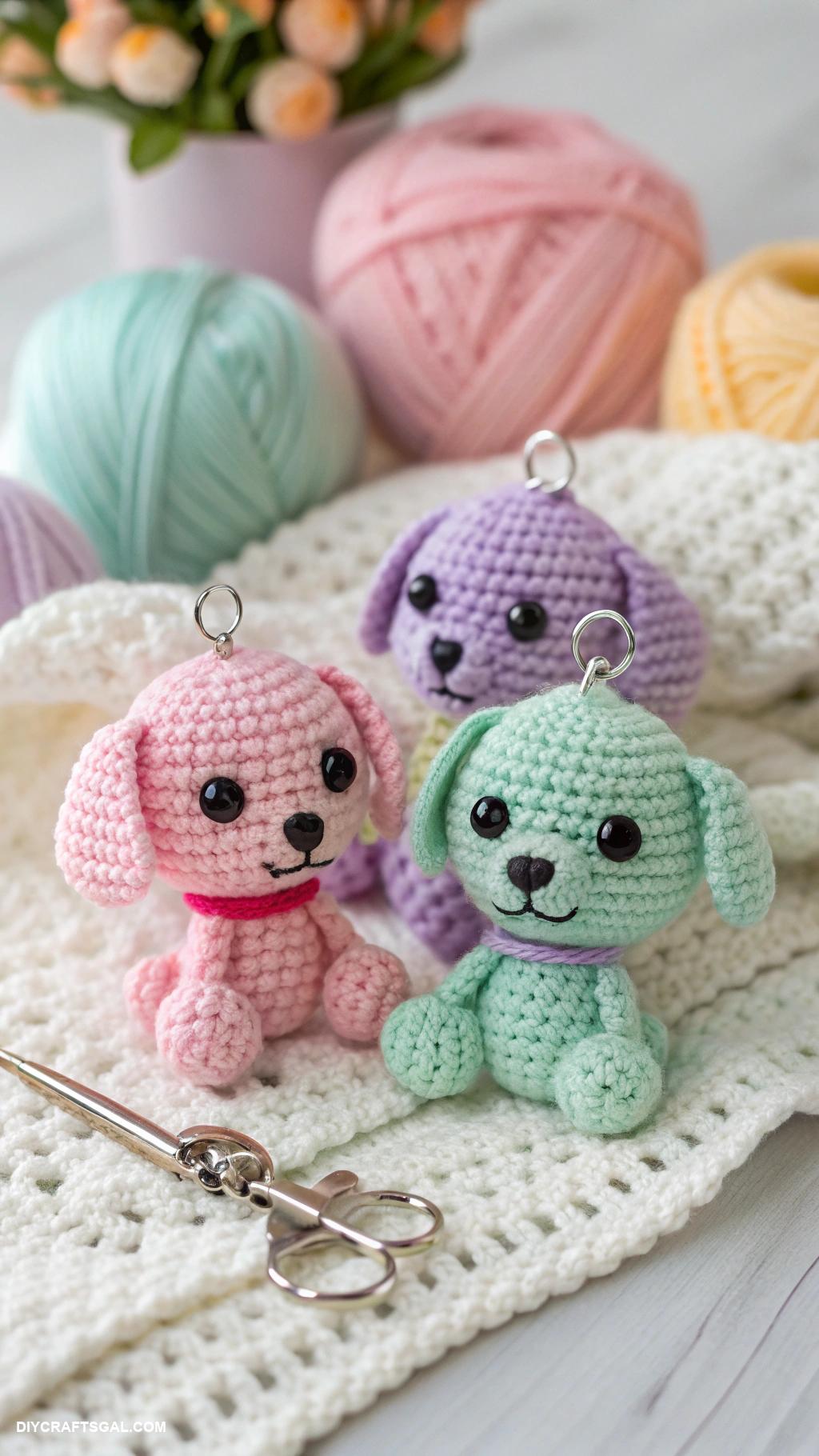 crochet dogs Amigurumi crochet puppy keychain