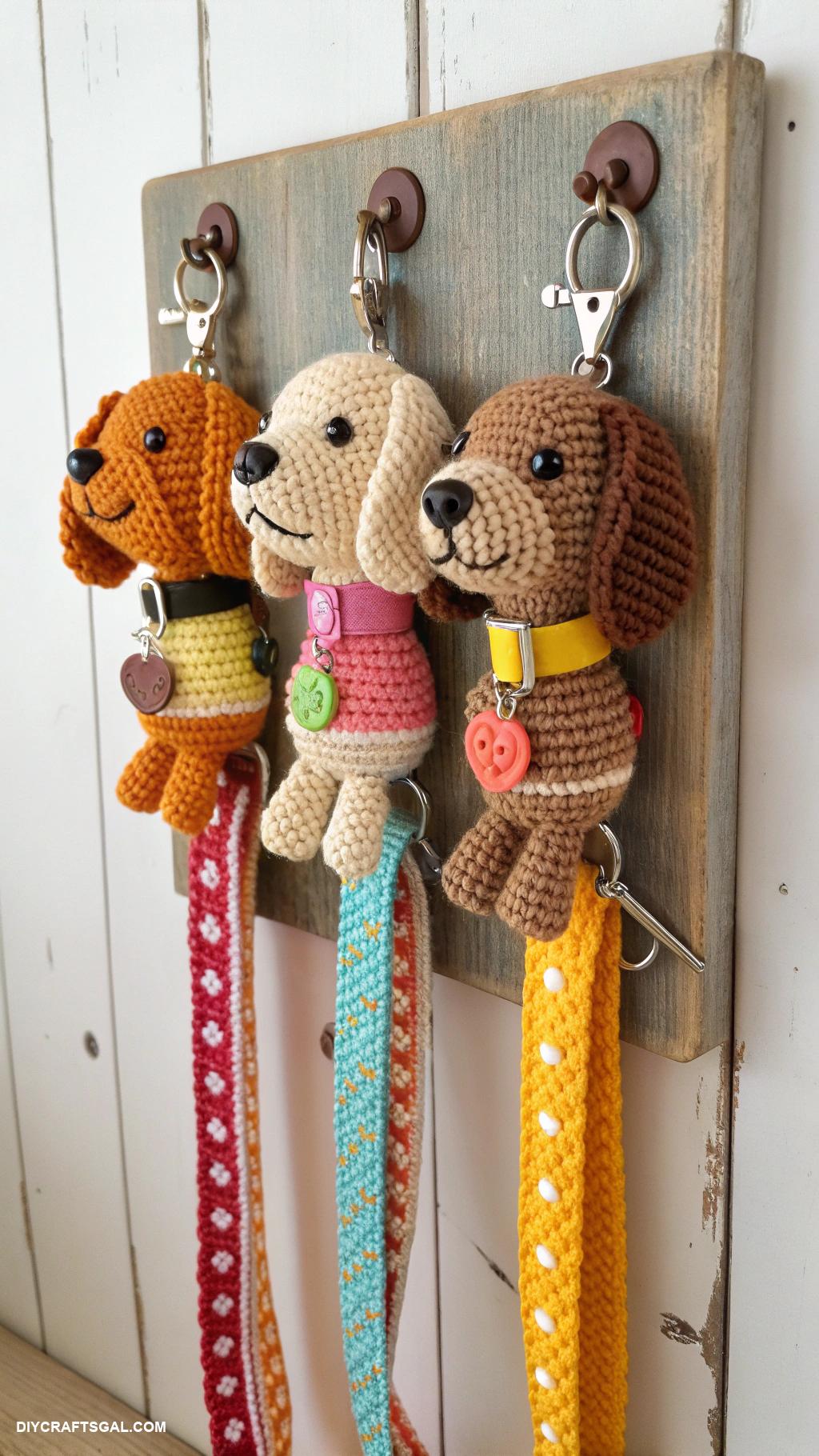crochet dogs Crochet dog leash holder wall decor