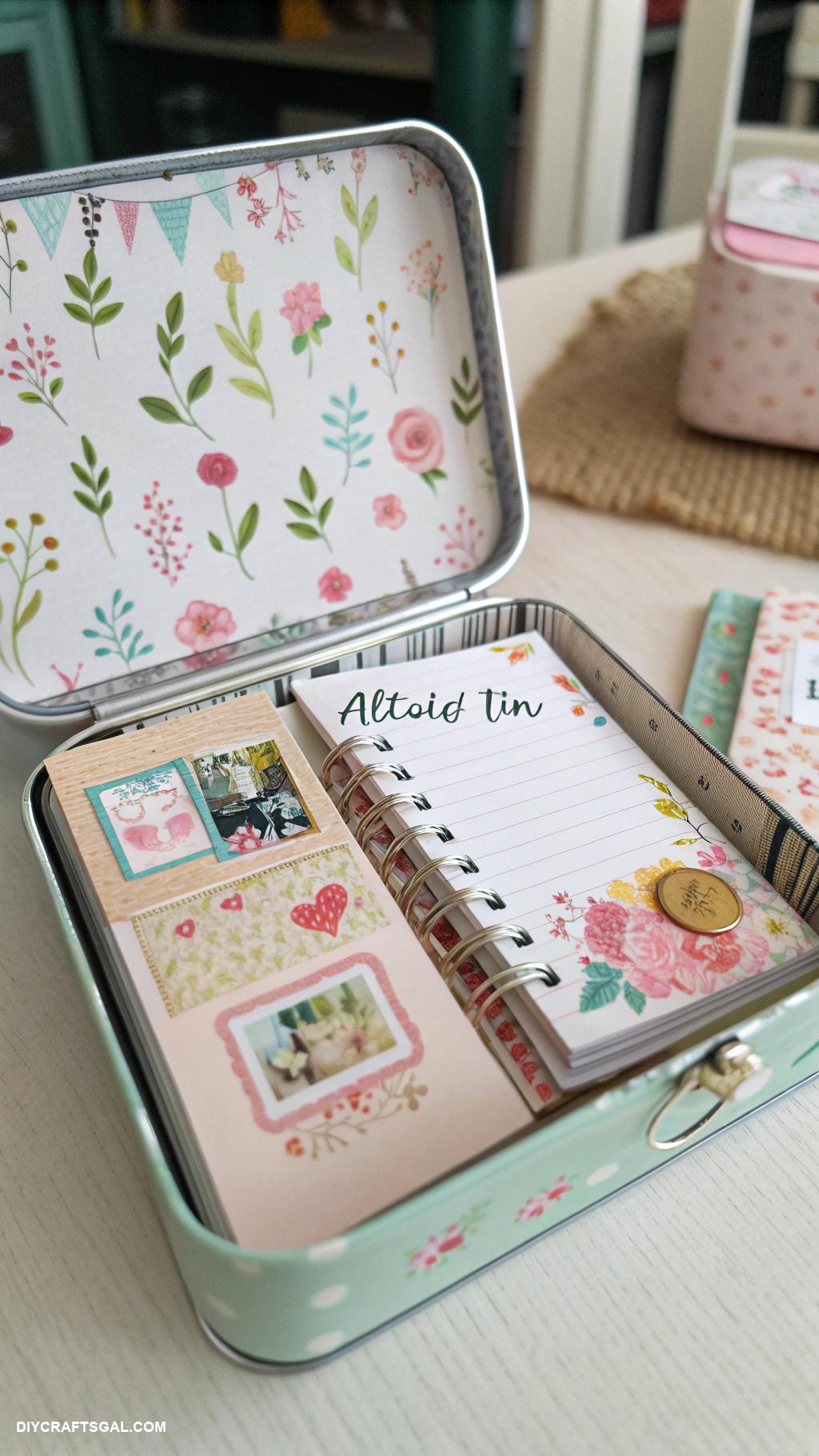 diy altoid tin crafts Mini scrapbook within an Altoid tin