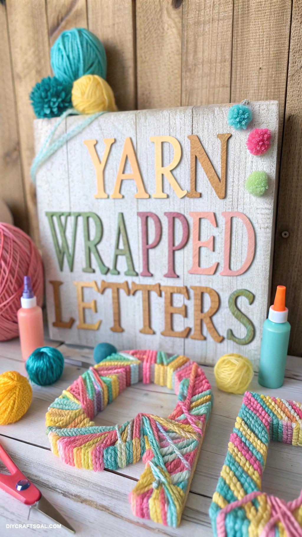 diy arts and crafts ideas Decorative yarn wrapped letters for wall art